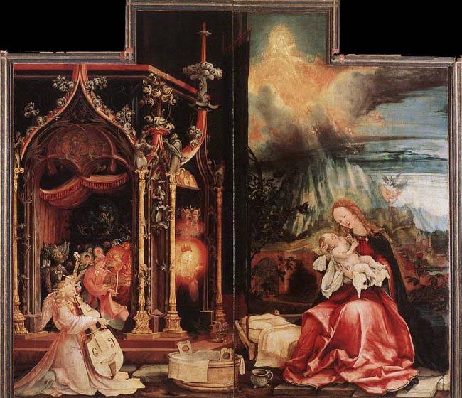 Matthias  Grunewald Concert of Angels and Nativity oil painting image